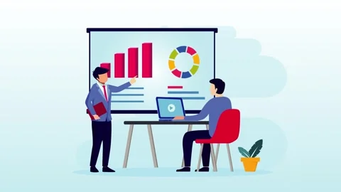 Business Presentation and Financial Analytics Teamwork Animation Stock-Footage 334364699