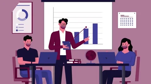 Business Presentation and Team Collaboration Illustration Stockbeeldmateriaal 333202715