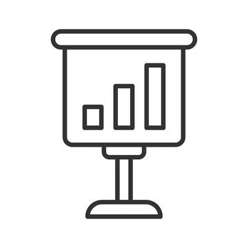 Business presentation board with bar chart icon in line design. Chart, graph Stock Illustration