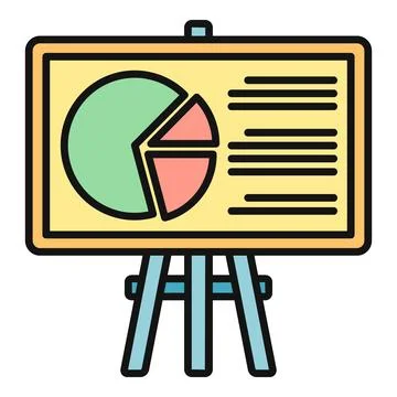Business presentation board displaying pie chart data Illustrazione stock