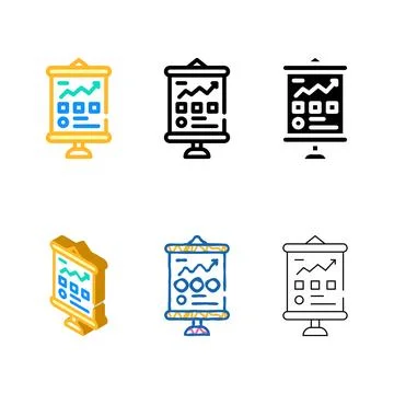 Business presentation color icon vector sign types Stock Illustration