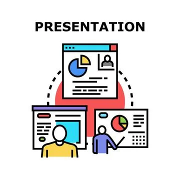 Business presentation concept displaying data and explanation Stock Illustration