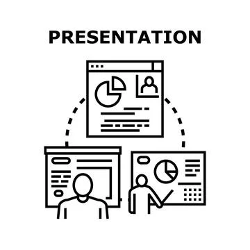 Business presentation concept displaying data and explanation Stock Illustration