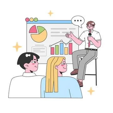 Business presentation concept. Flat vector illustration Illustrazione stock