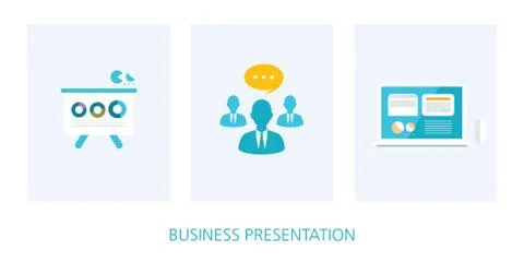 Business presentation concept icon set Stock Illustration