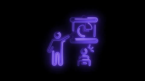 Business presentation concept neon animation person presenting data chart t.. Stock Footage 330779083