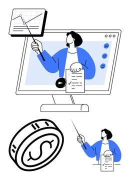Business Presentation with Data Analysis and Financial Growth Concepts Stock Illustration