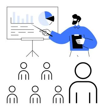 Business Presentation with Data Analysis by Professional to Engaged Team Au.. Illustrazione stock