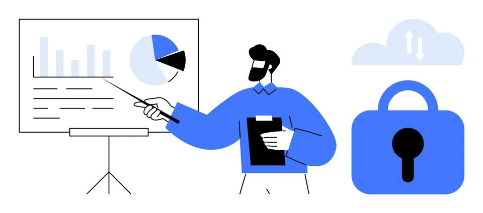 Business Presentation on Data Security and Cloud Computing Themes 스톡 일러스트