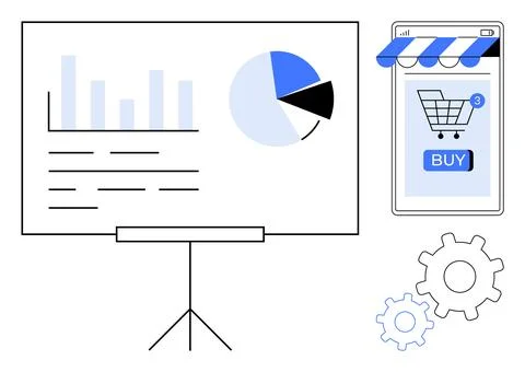 Business Presentation with E-commerce Elements and Analytics 库存插图