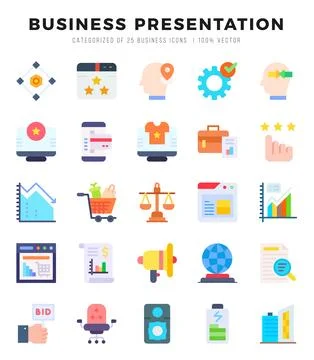 Business Presentation elements. Flat web icon set. Simple vector illustration Stock Illustration