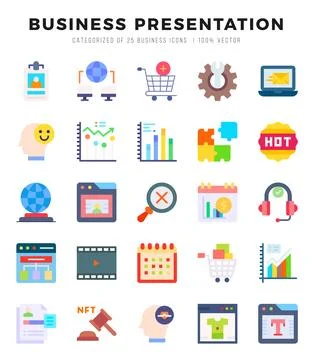 Business Presentation elements. Flat web icon set. Simple vector illustration Stock Illustration