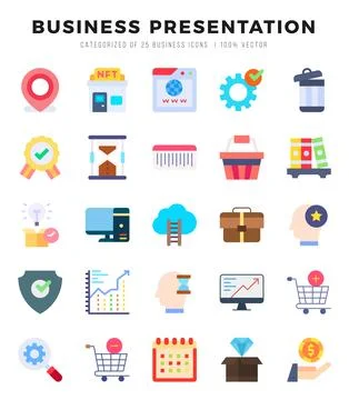 Business Presentation elements. Flat web icon set. Simple vector illustration Stock Illustration