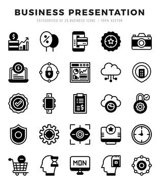 Business Presentation elements. Lineal Filled web icon set. Simple vector i.. Stock Illustration