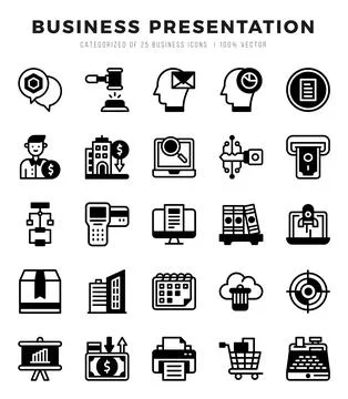 Business Presentation elements. Lineal Filled web icon set. Simple vector i.. Stock Illustration