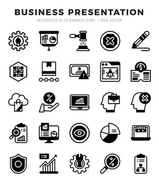 Business Presentation elements. Lineal Filled web icon set. Simple vector i.. Stock Illustration
