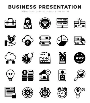 Business Presentation elements. Lineal Filled web icon set. Simple vector i.. Stock Illustration