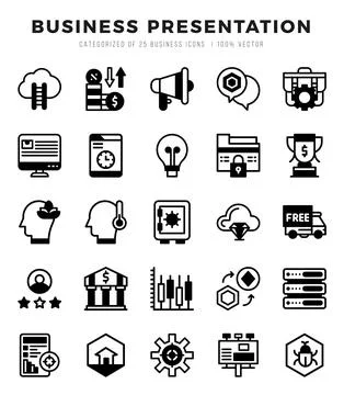 Business Presentation elements. Lineal Filled web icon set. Simple vector i.. Stock Illustration