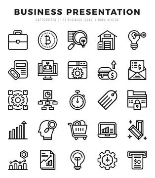 Business Presentation elements. Lineal web icon set. Simple vector illustra.. Stock Illustration