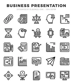 Business Presentation elements. Lineal web icon set. Simple vector illustra.. Stock Illustration