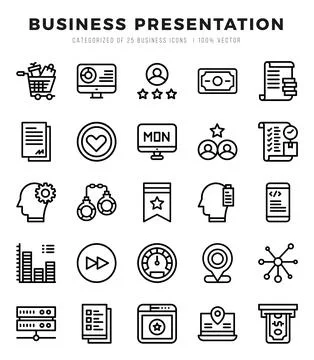 Business Presentation elements. Lineal web icon set. Simple vector illustra.. Stock Illustration