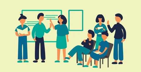 Business presentation of financial performance to the team - Vector Stock Illustration