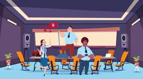 Business presentation flag bubble concept businesspeople flight fantasies team Stock Illustration