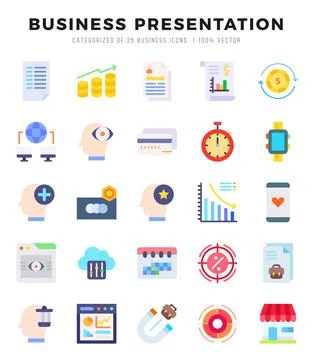 Business Presentation. Flat icons Pack. vector illustration. Stock Illustration