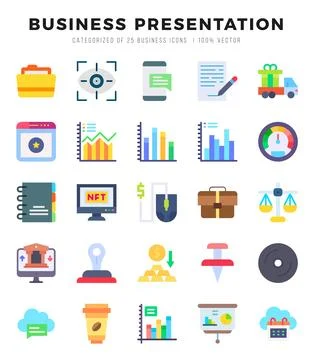 Business Presentation. Flat icons Pack. vector illustration. Stock Illustration