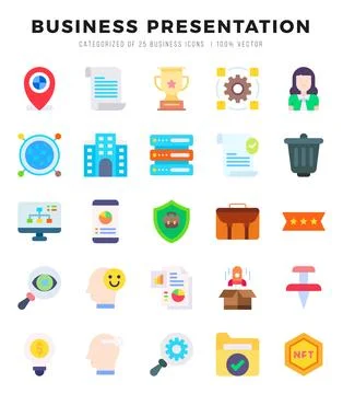 Business Presentation Flat icons. Vector Flat illustration. Stock Illustration
