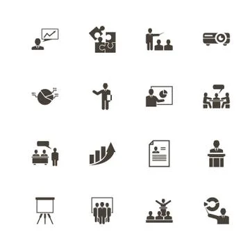 Business Presentation - Flat Vector Icons Stock Illustration
