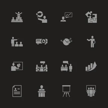 Business Presentation - Flat Vector Icons Stock Illustration