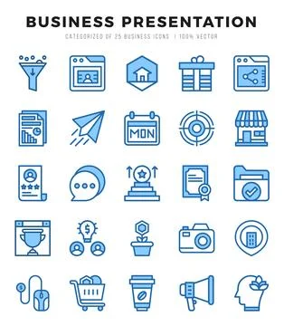 Business Presentation Icon Bundle 25 Icons for Websites and Apps 库存插图