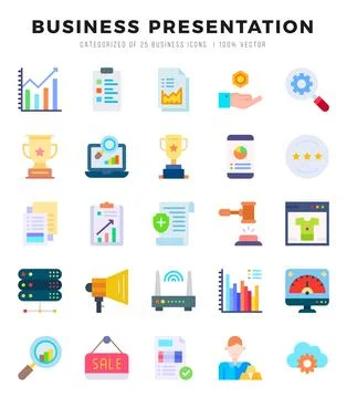 Business Presentation Icon Bundle 25 Icons for Websites and Apps Stock Illustration