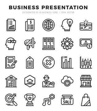 Business Presentation Icon Bundle 25 Icons for Websites and Apps Stock Illustration