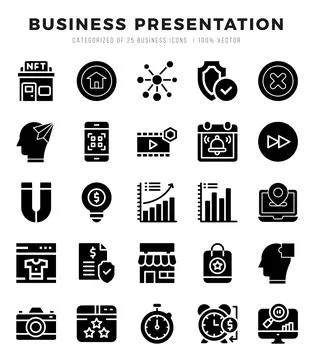 Business Presentation Icon Bundle 25 Icons for Websites and Apps Stock Illustration
