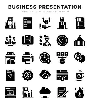 Business Presentation Icon Bundle 25 Icons for Websites and Apps Stock Illustration