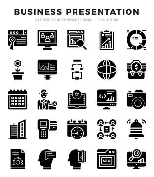 Business Presentation Icon Bundle 25 Icons for Websites and Apps 스톡 일러스트