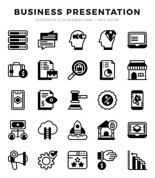 Business Presentation Icon Bundle 25 Icons for Websites and Apps Illustrazione stock