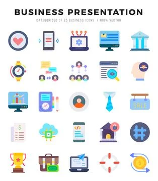 Business Presentation Icon Bundle 25 Icons for Websites and Apps Stock Illustration