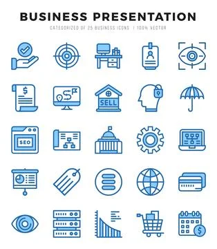 Business Presentation Icon Bundle 25 Icons for Websites and Apps Stock Illustration