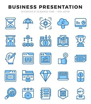 Business Presentation Icon Pack 25 Vector Symbols for Web Design. 스톡 일러스트