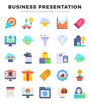 Business Presentation Icon Pack 25 Vector Symbols for Web Design. 스톡 일러스트