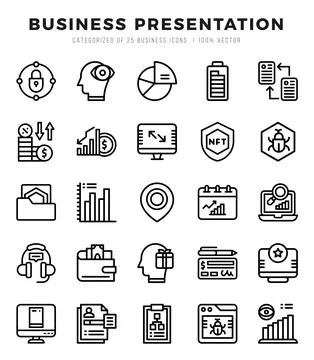 Business Presentation icon pack for your website. mobile. presentation. and.. Stock Illustration