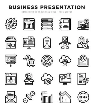 Business Presentation icon pack for your website. mobile. presentation. and.. Stock Illustration