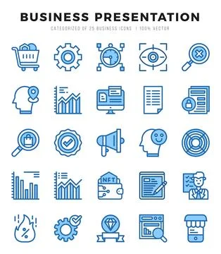 Business Presentation icon pack for your website. mobile. presentation. and.. Stock Illustration