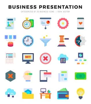 Business Presentation icon pack for your website. mobile. presentation. and.. Stock Illustration