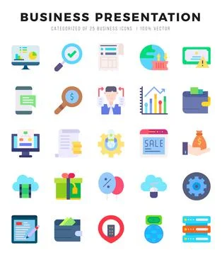 Business Presentation icon pack for your website. mobile. presentation. and.. イラスト素材
