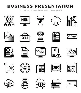 Business Presentation icon pack for your website. mobile. presentation. and.. Stock Illustration