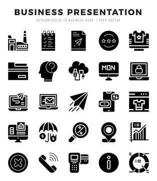 Business Presentation icon pack for your website. mobile. presentation. and.. Stock Illustration